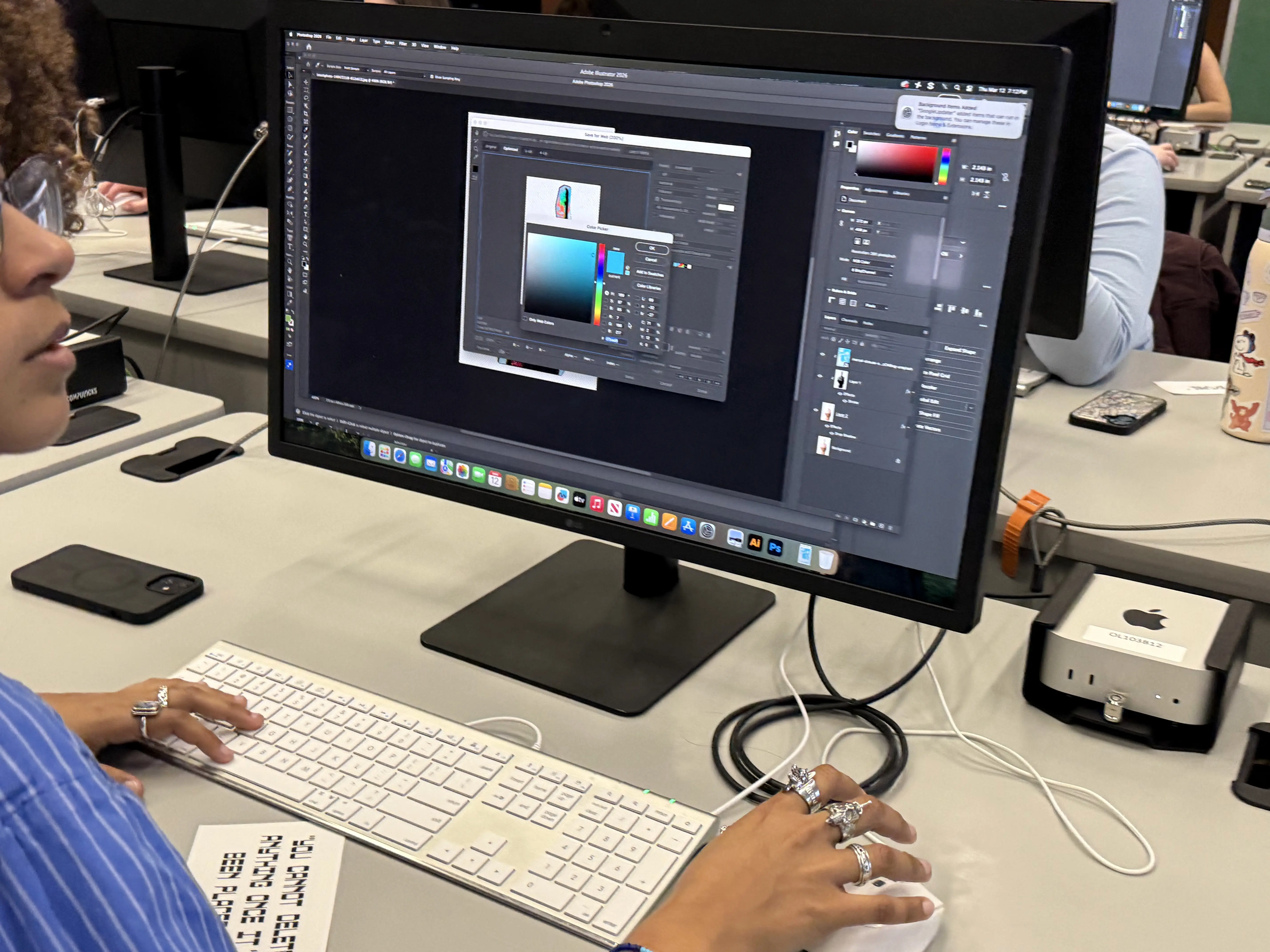 Participant editing a design on a desktop monitor